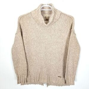 Michael Kors Turtleneck Pullover Sweater Sz M Oatmeal Wool Blend Soft Cozy